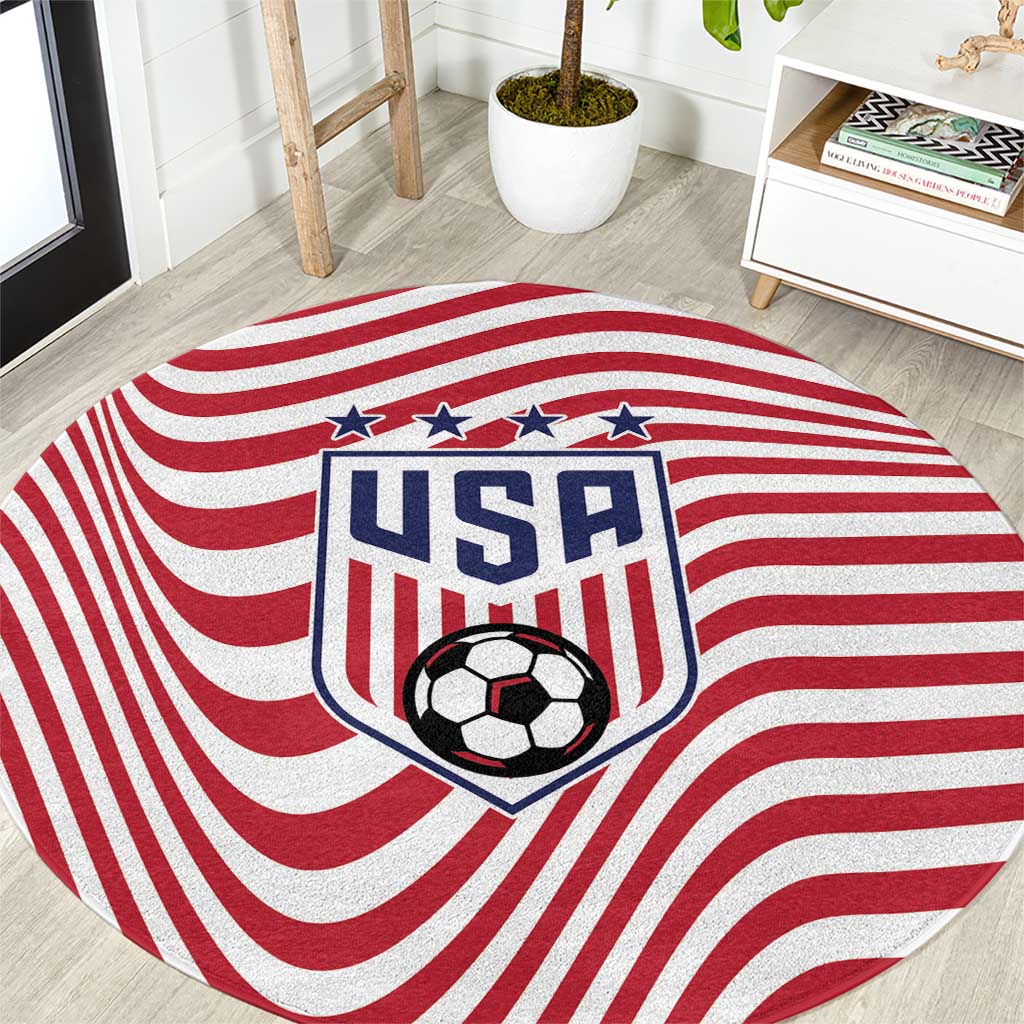 Soccer 2026 USA Round Carpet Wave Flag Stylized
