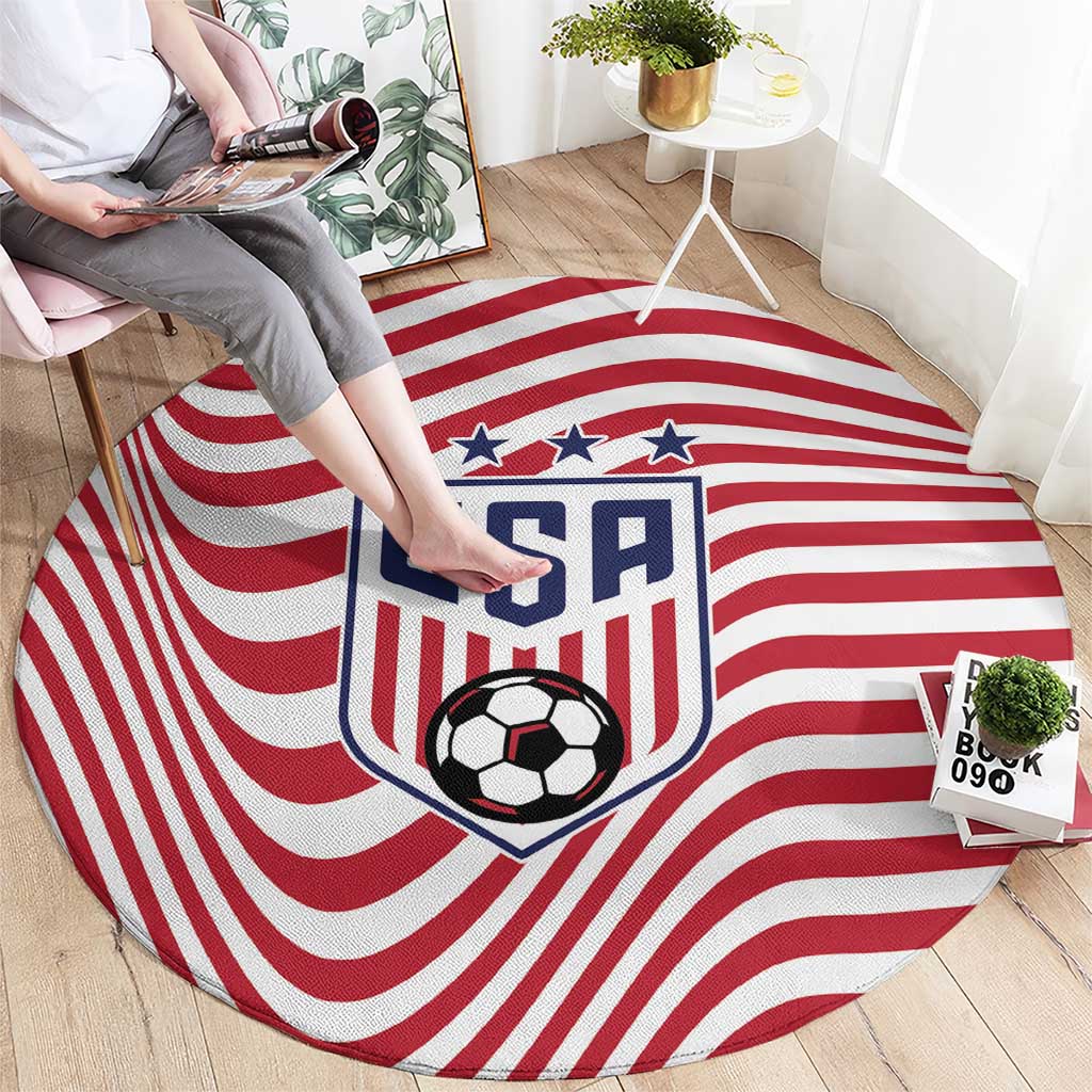 Soccer 2026 USA Round Carpet Wave Flag Stylized