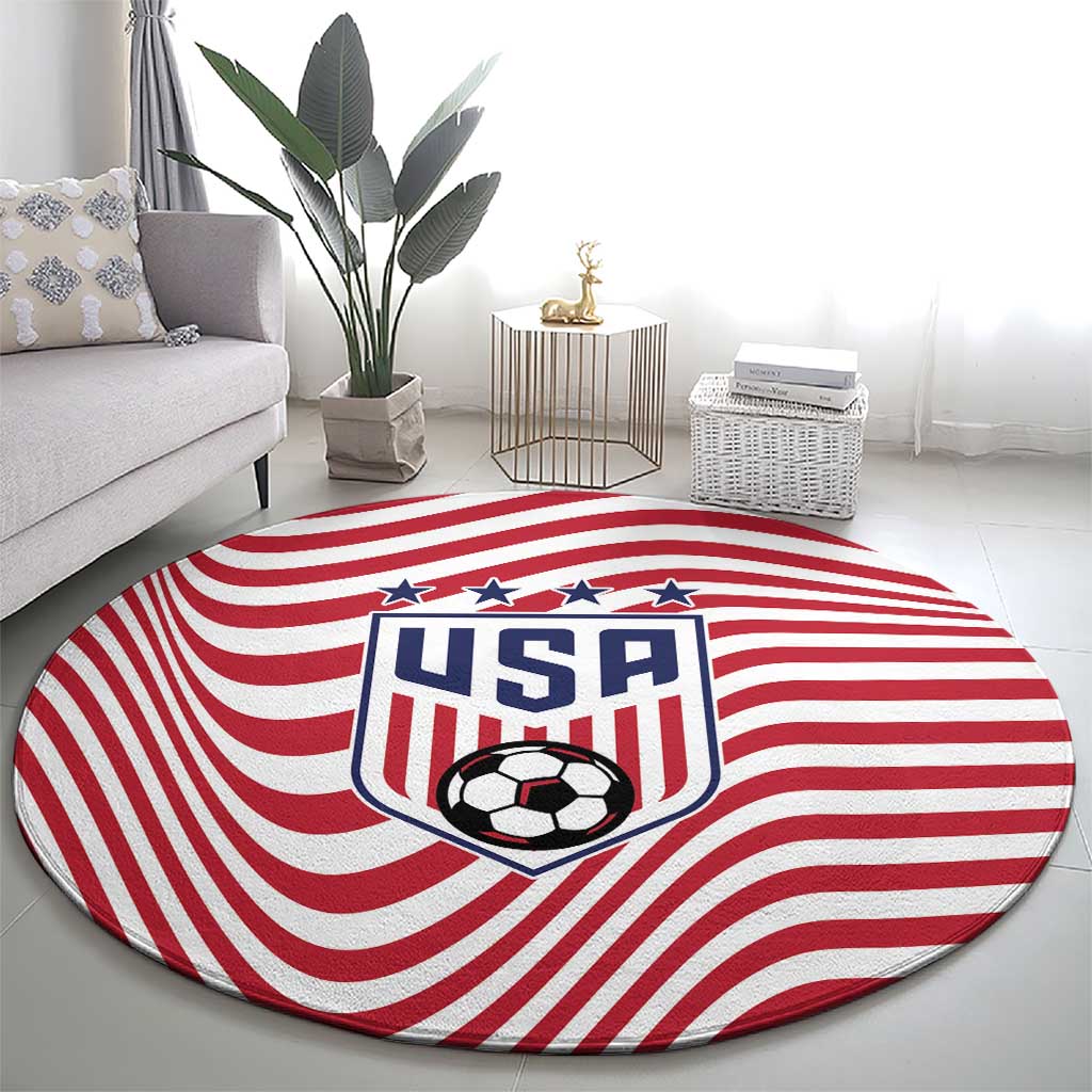 Soccer 2026 USA Round Carpet Wave Flag Stylized