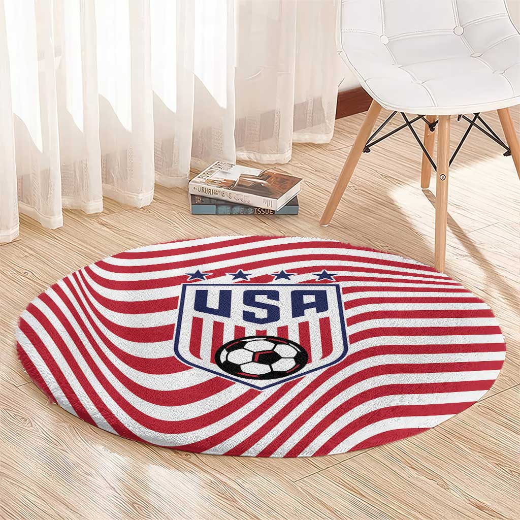 Soccer 2026 USA Round Carpet Wave Flag Stylized