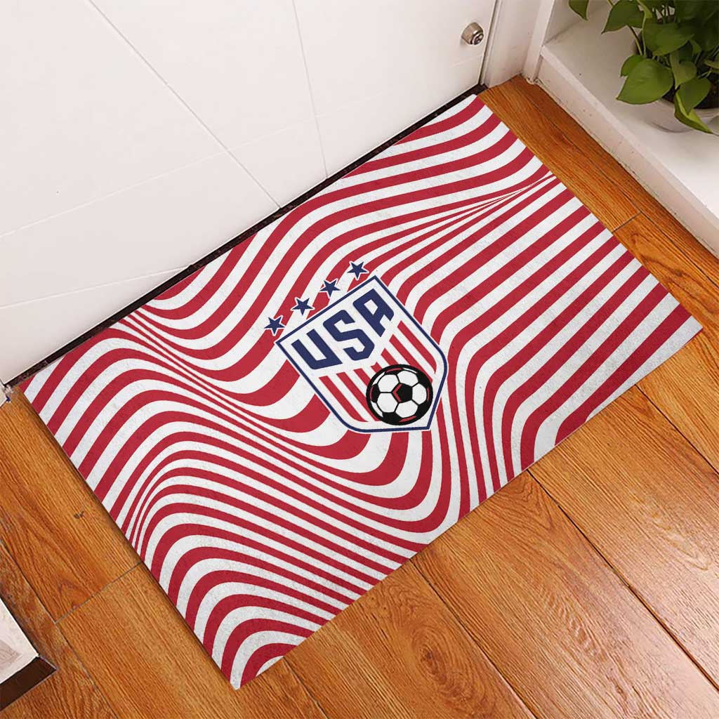 Soccer 2026 USA Rubber Doormat Wave Flag Stylized