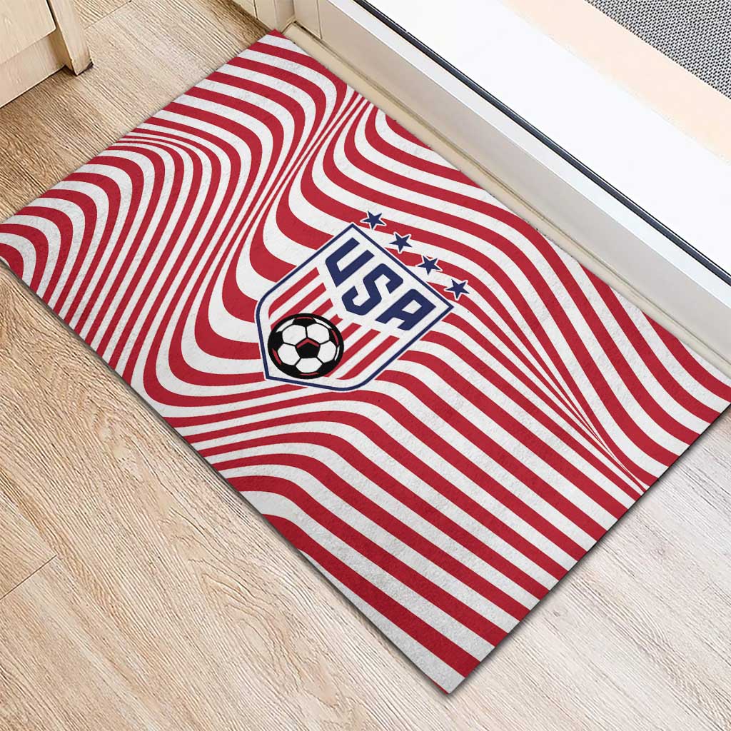 Soccer 2026 USA Rubber Doormat Wave Flag Stylized