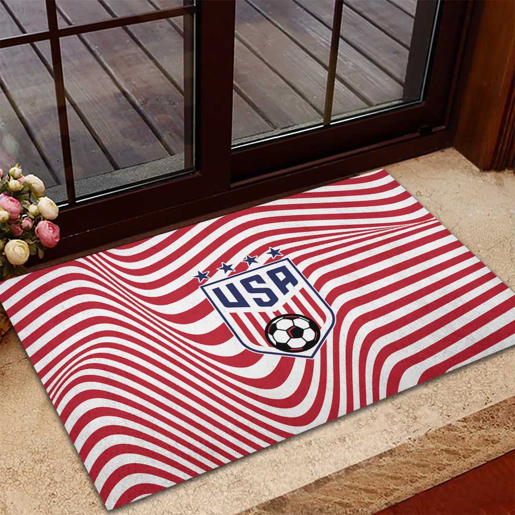 Soccer 2026 USA Rubber Doormat Wave Flag Stylized