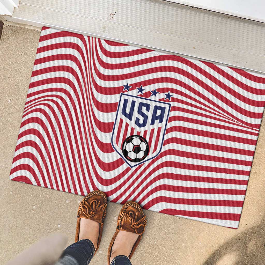 Soccer 2026 USA Rubber Doormat Wave Flag Stylized