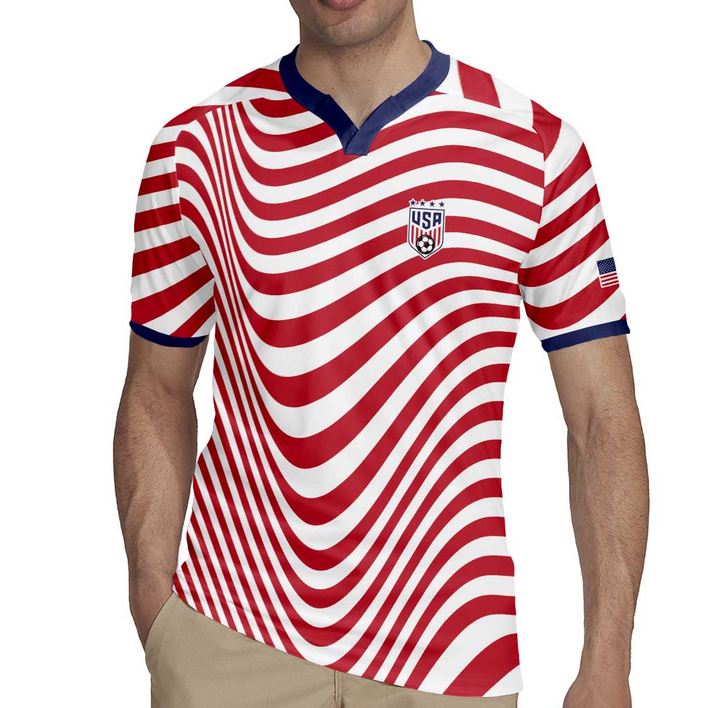 Custom Soccer 2026 USA Rugby Jersey Wave Flag Stylized