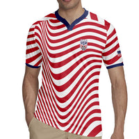 Custom Soccer 2026 USA Rugby Jersey Wave Flag Stylized