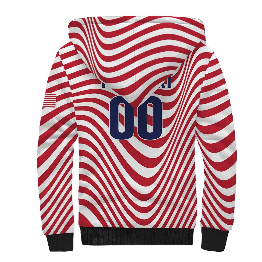 Custom Soccer 2026 USA Sherpa Hoodie Wave Flag Stylized