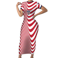 Custom Soccer 2026 USA Short Sleeve Bodycon Dress Wave Flag Stylized