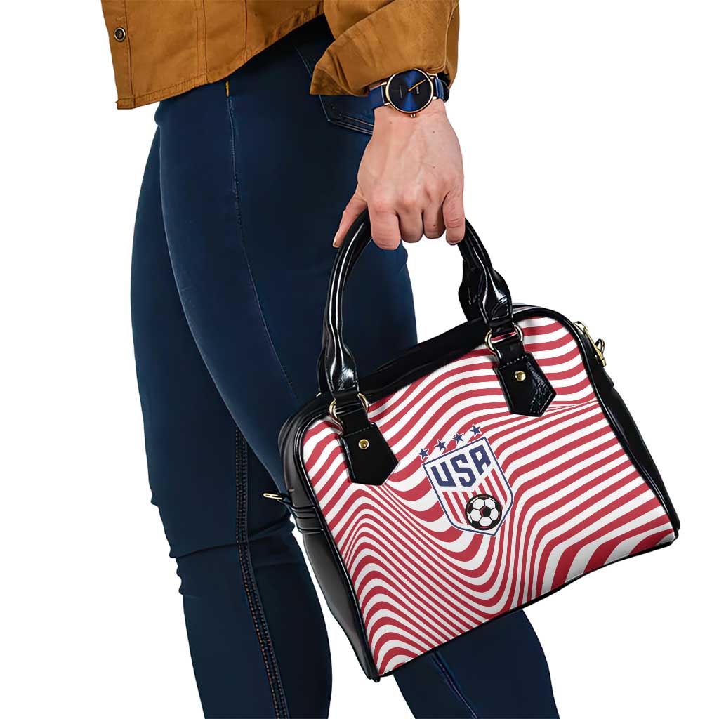 Soccer 2026 USA Shoulder Handbag Wave Flag Stylized