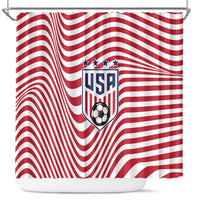 Soccer 2026 USA Shower Curtain Wave Flag Stylized