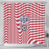 Soccer 2026 USA Shower Curtain Wave Flag Stylized