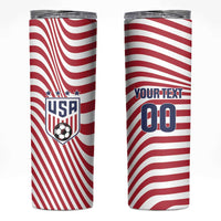 Custom Soccer 2026 USA Skinny Tumbler Wave Flag Stylized