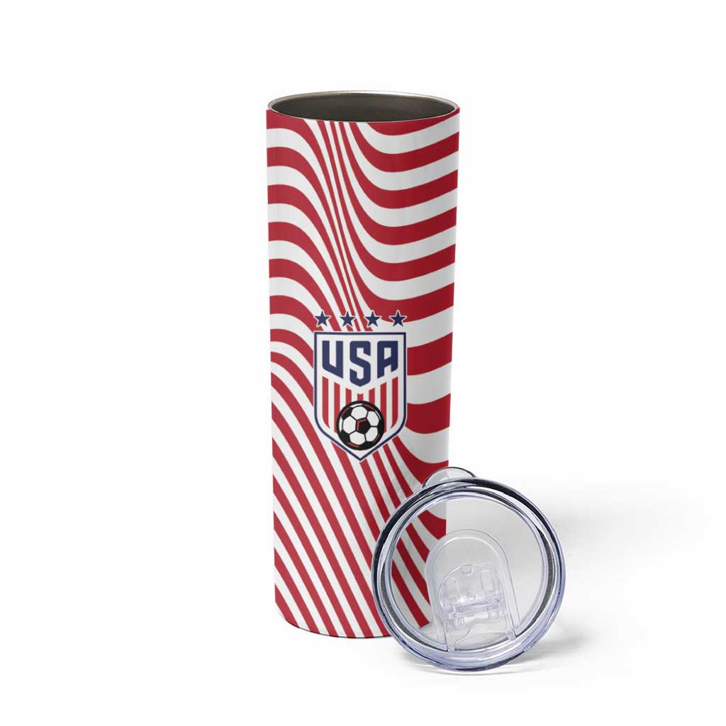 Custom Soccer 2026 USA Skinny Tumbler Wave Flag Stylized