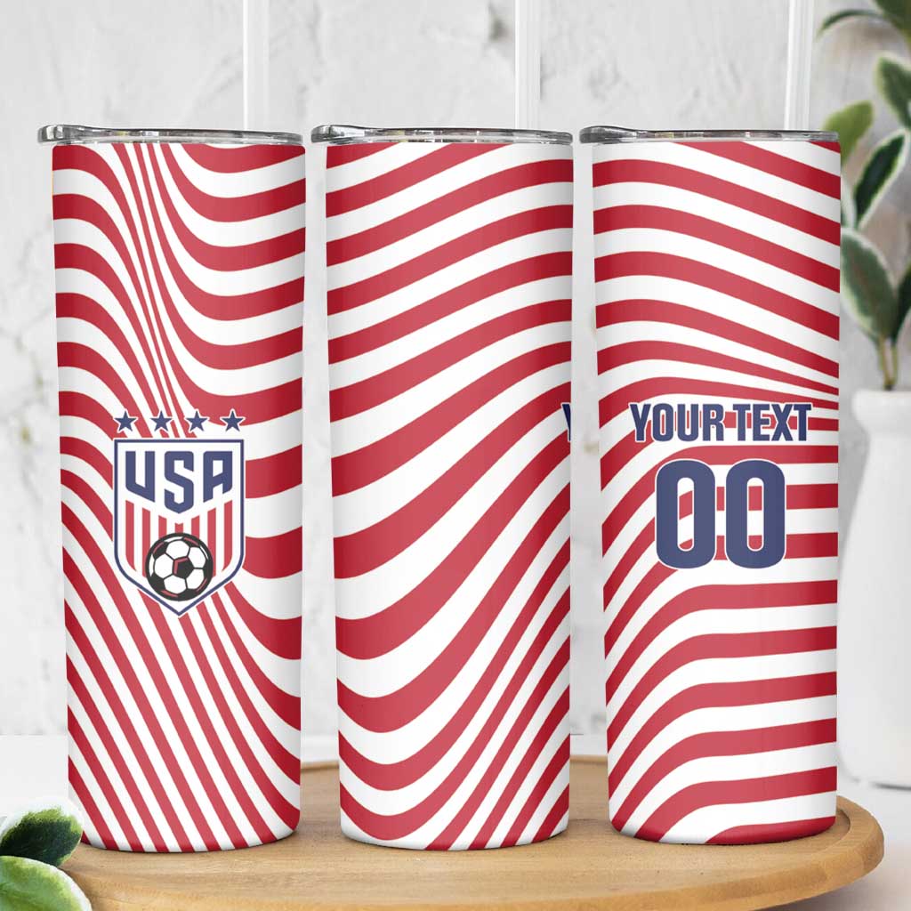 Custom Soccer 2026 USA Skinny Tumbler Wave Flag Stylized