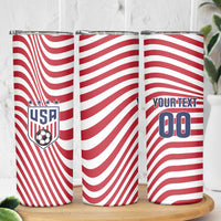 Custom Soccer 2026 USA Skinny Tumbler Wave Flag Stylized
