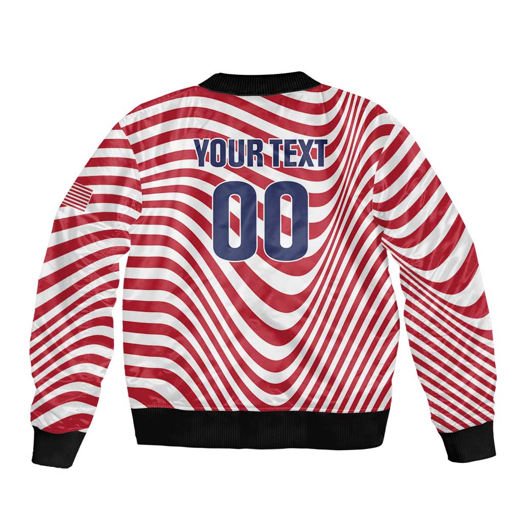 Custom Soccer 2026 USA Sleeve Zip Bomber Jacket Wave Flag Stylized