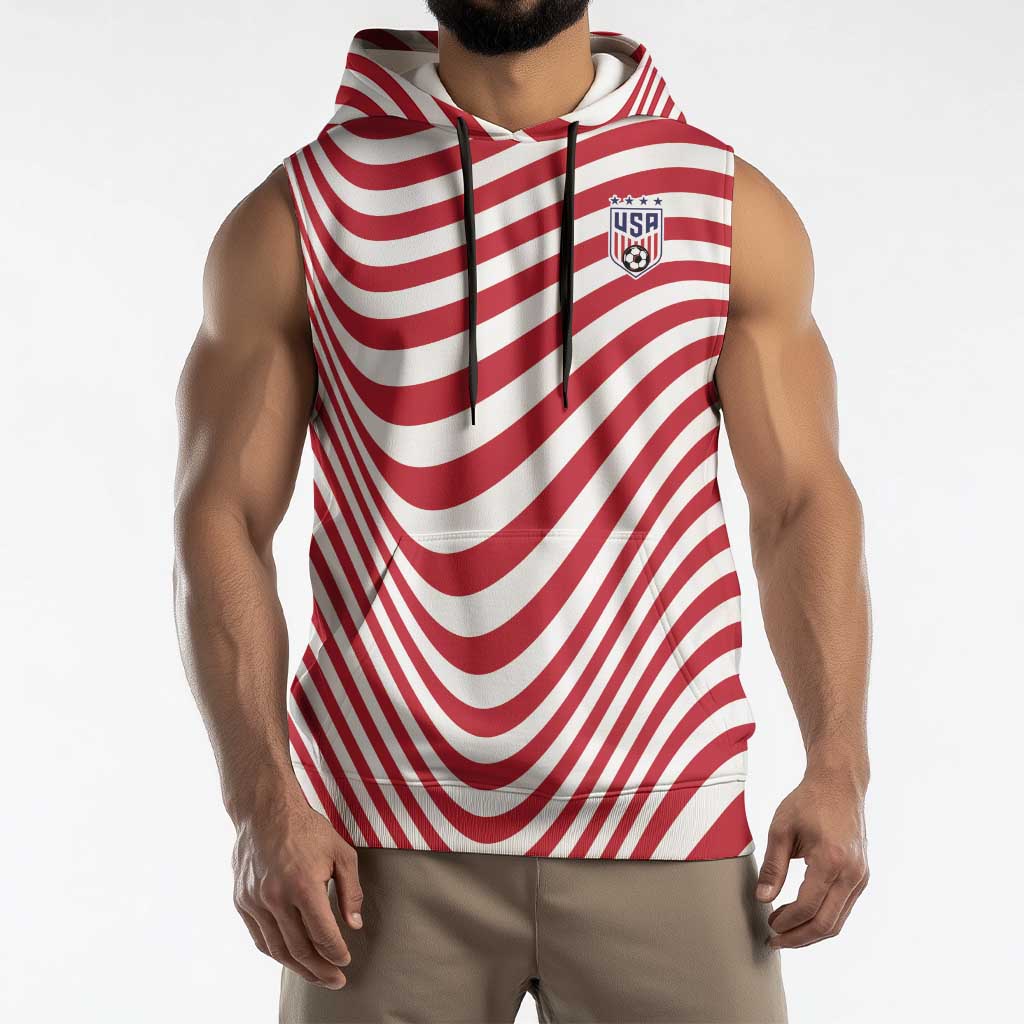 Custom Soccer 2026 USA Sleeveless Hoodie Wave Flag Stylized