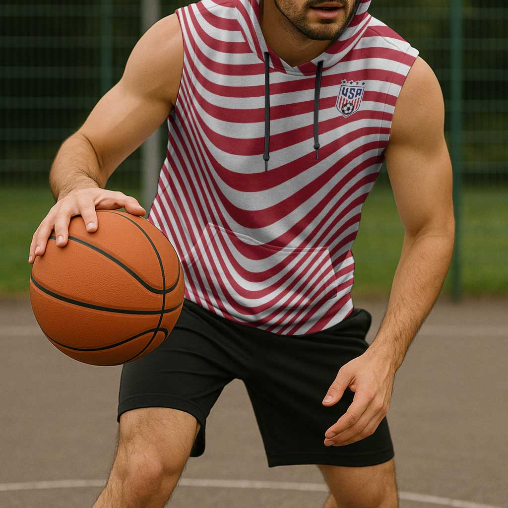 Custom Soccer 2026 USA Sleeveless Hoodie Wave Flag Stylized