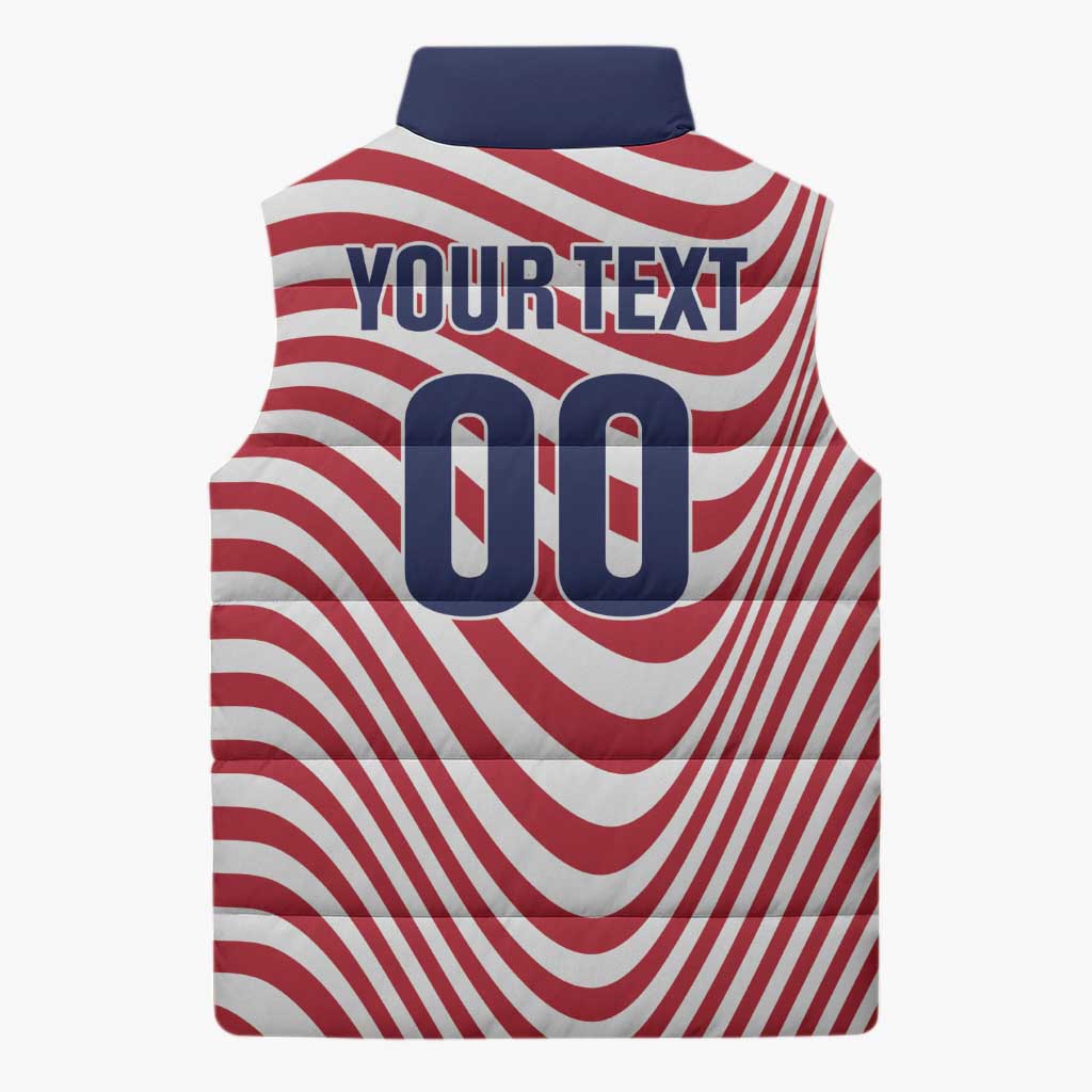 Custom Soccer 2026 USA Sleeveless Puffer Jacket Wave Flag Stylized