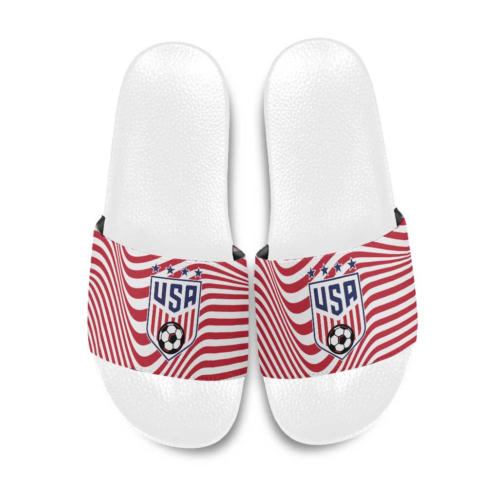 Soccer 2026 USA Slide Sandals Wave Flag Stylized
