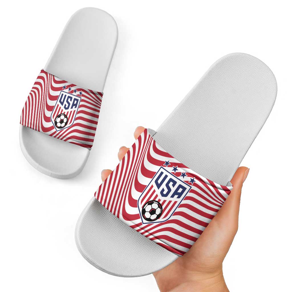 Soccer 2026 USA Slide Sandals Wave Flag Stylized