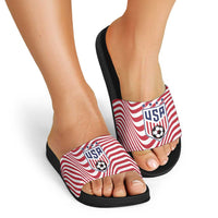 Soccer 2026 USA Slide Sandals Wave Flag Stylized