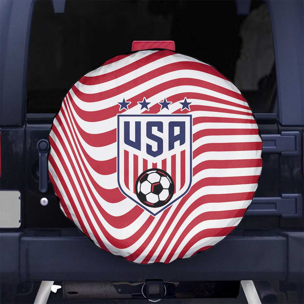 Soccer 2026 USA Spare Tire Cover Wave Flag Stylized