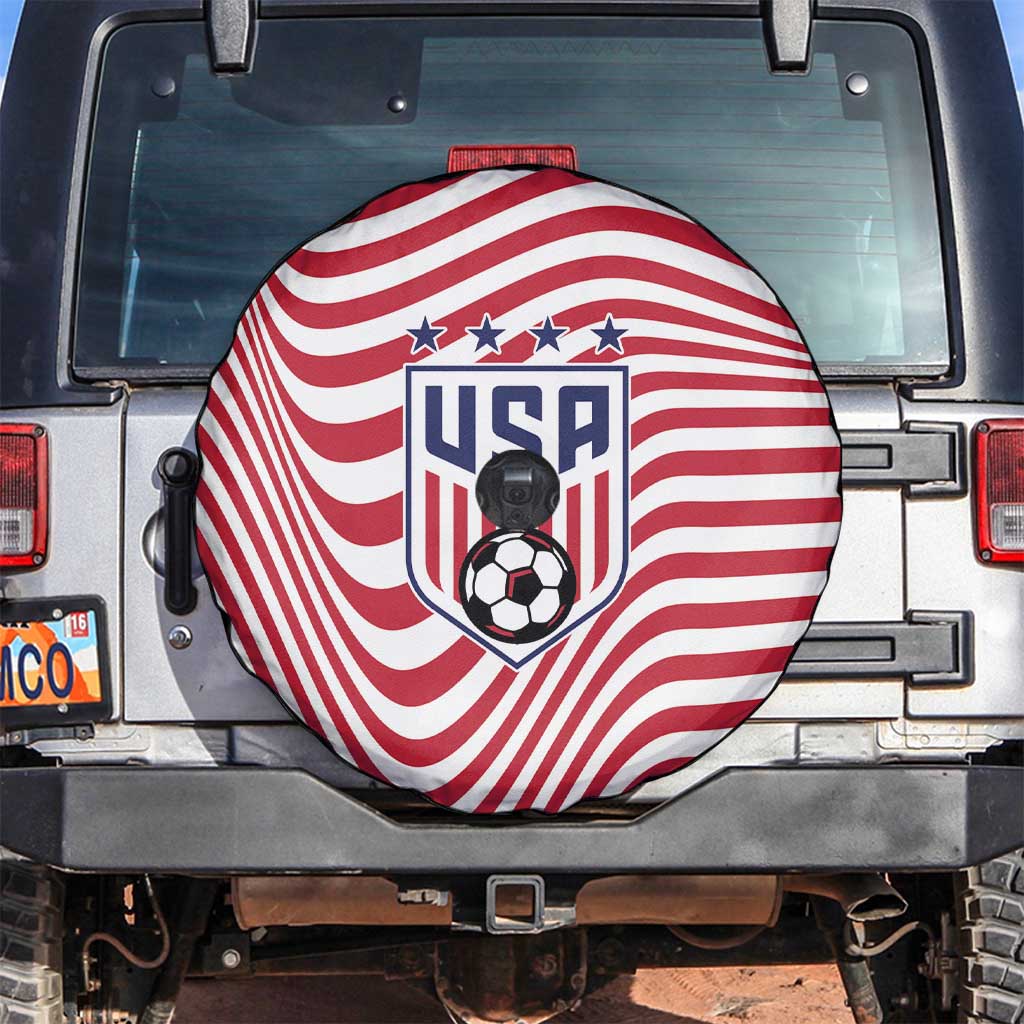 Soccer 2026 USA Spare Tire Cover Wave Flag Stylized