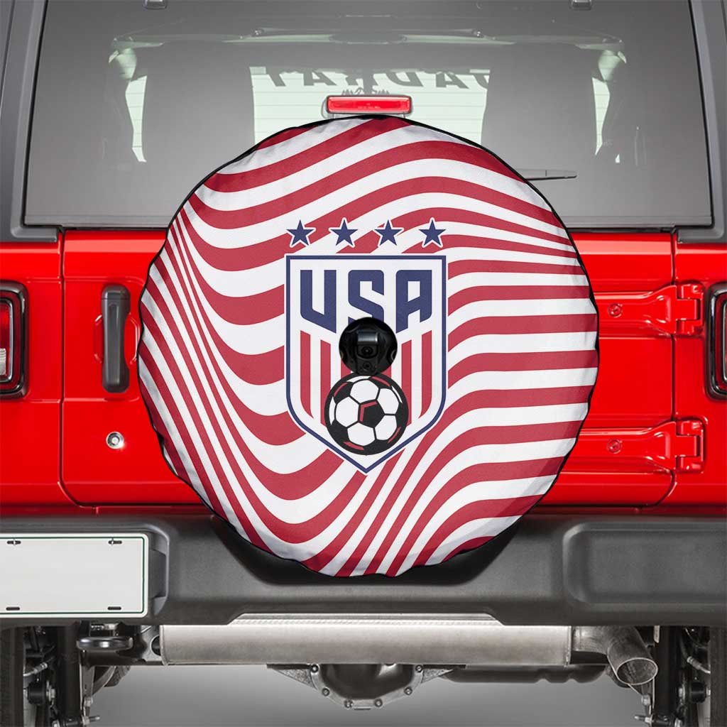 Soccer 2026 USA Spare Tire Cover Wave Flag Stylized