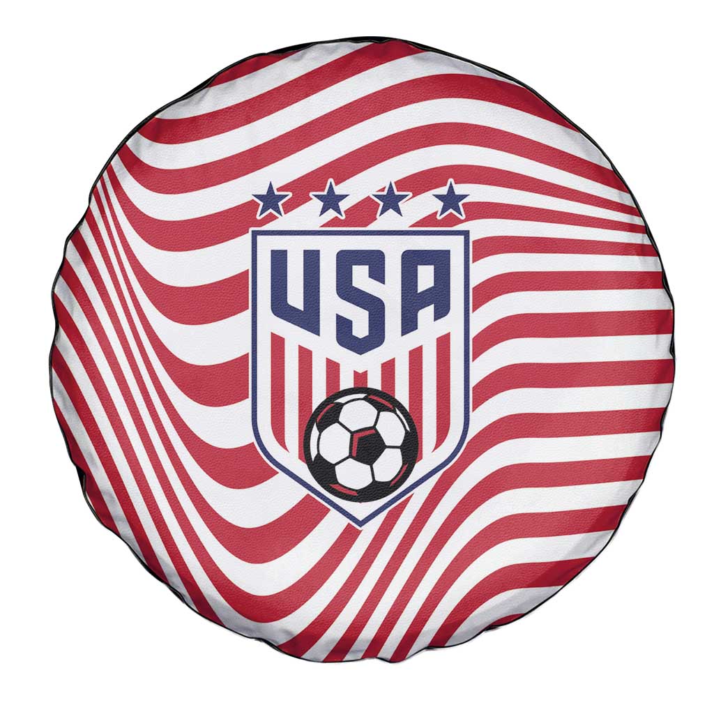 Soccer 2026 USA Spare Tire Cover Wave Flag Stylized