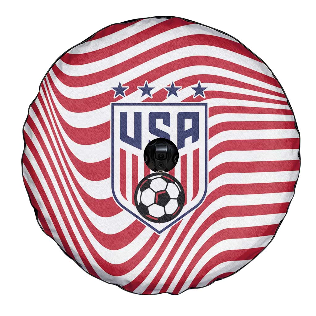 Soccer 2026 USA Spare Tire Cover Wave Flag Stylized