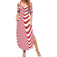 Custom Soccer 2026 USA Summer Maxi Dress Wave Flag Stylized