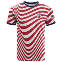 Custom Soccer 2026 USA T Shirt Wave Flag Stylized
