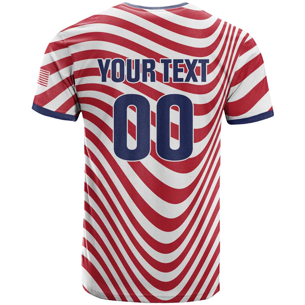 Custom Soccer 2026 USA T Shirt Wave Flag Stylized