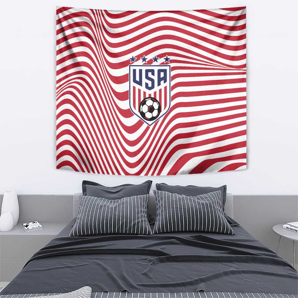 Soccer 2026 USA Tapestry Wave Flag Stylized