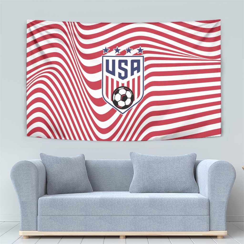 Soccer 2026 USA Tapestry Wave Flag Stylized