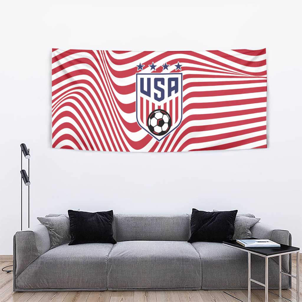 Soccer 2026 USA Tapestry Wave Flag Stylized