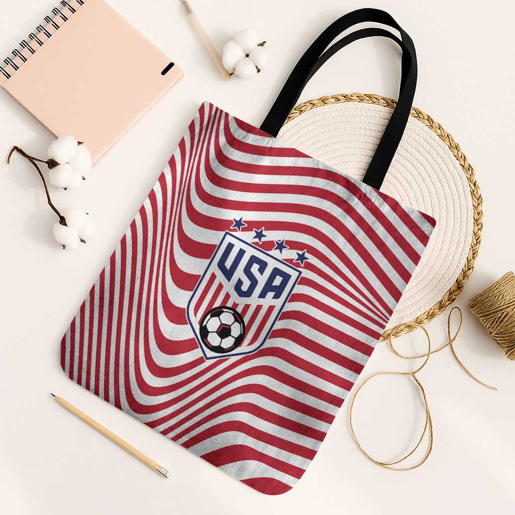 Soccer 2026 USA Tote Bag Wave Flag Stylized