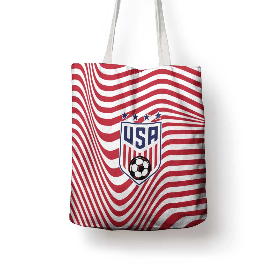 Soccer 2026 USA Tote Bag Wave Flag Stylized