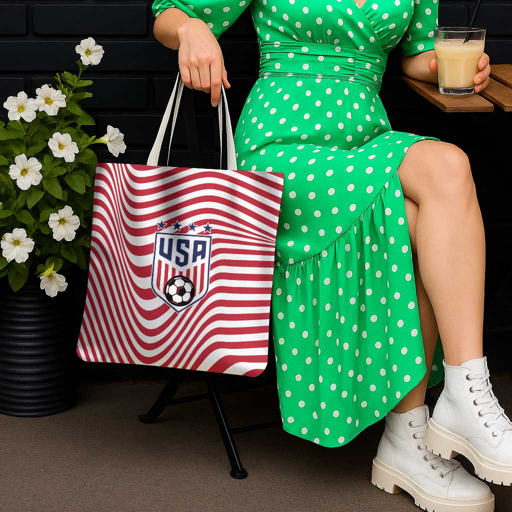 Soccer 2026 USA Tote Bag Wave Flag Stylized