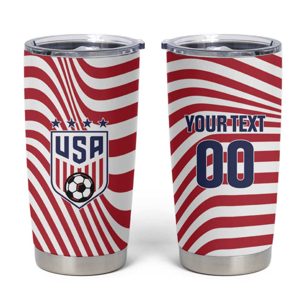 Custom Soccer 2026 USA Tumbler Cup Wave Flag Stylized