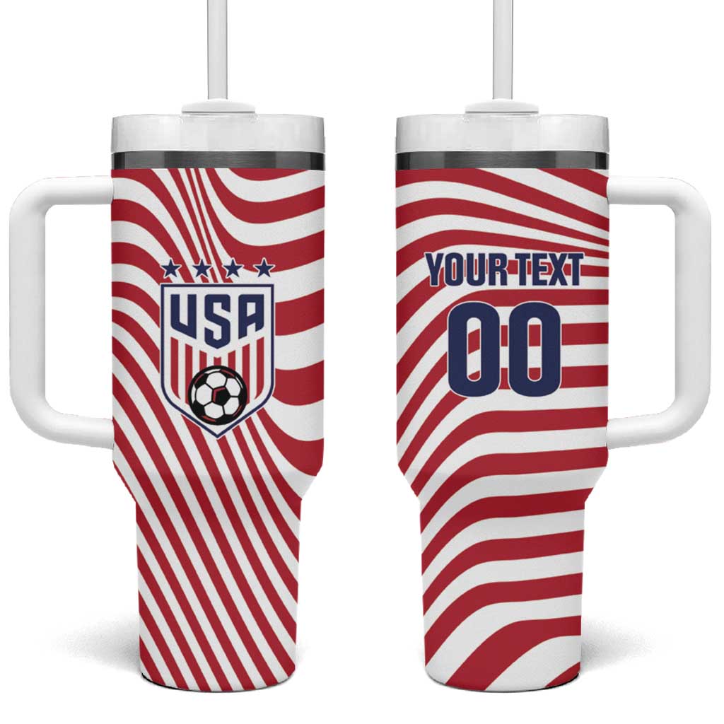 Custom Soccer 2026 USA Tumbler With Handle Wave Flag Stylized