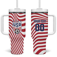 Custom Soccer 2026 USA Tumbler With Handle Wave Flag Stylized