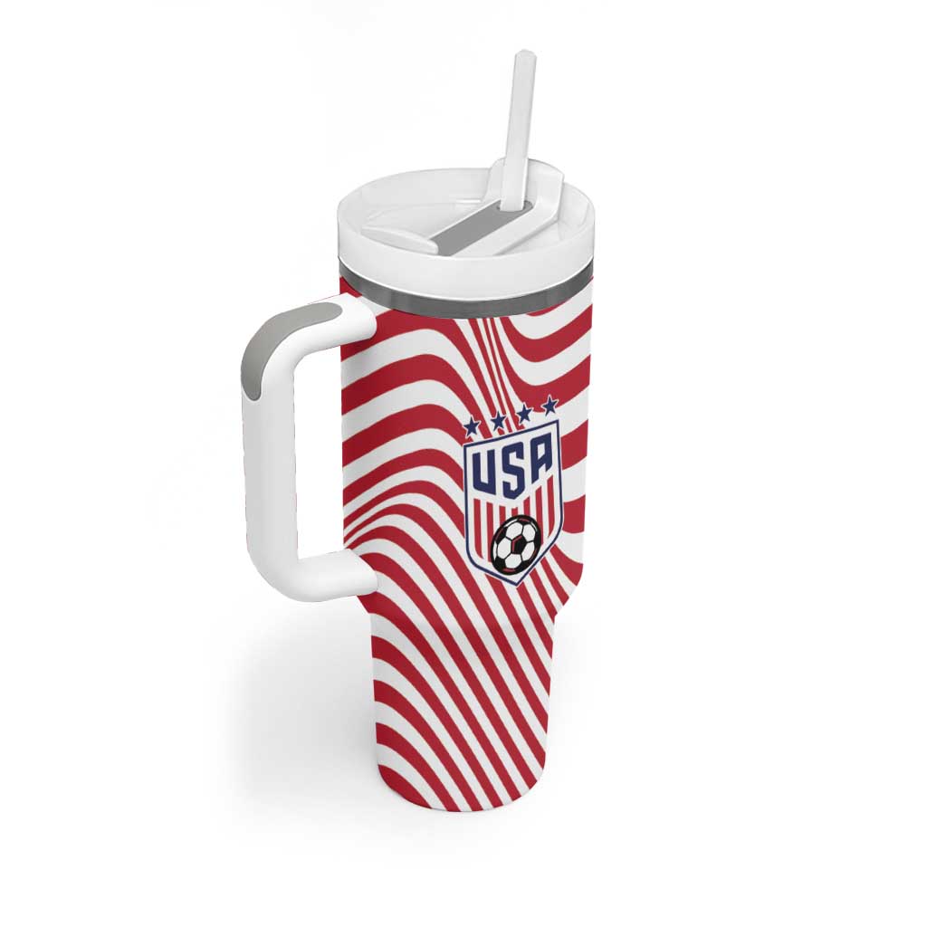 Custom Soccer 2026 USA Tumbler With Handle Wave Flag Stylized
