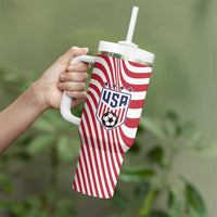 Custom Soccer 2026 USA Tumbler With Handle Wave Flag Stylized