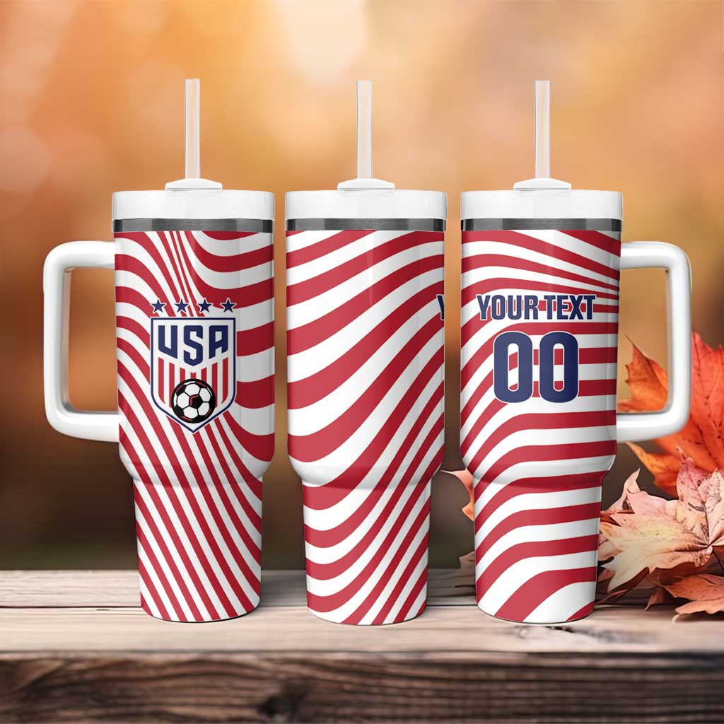 Custom Soccer 2026 USA Tumbler With Handle Wave Flag Stylized