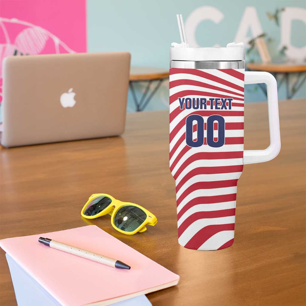 Custom Soccer 2026 USA Tumbler With Handle Wave Flag Stylized
