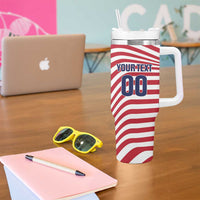 Custom Soccer 2026 USA Tumbler With Handle Wave Flag Stylized