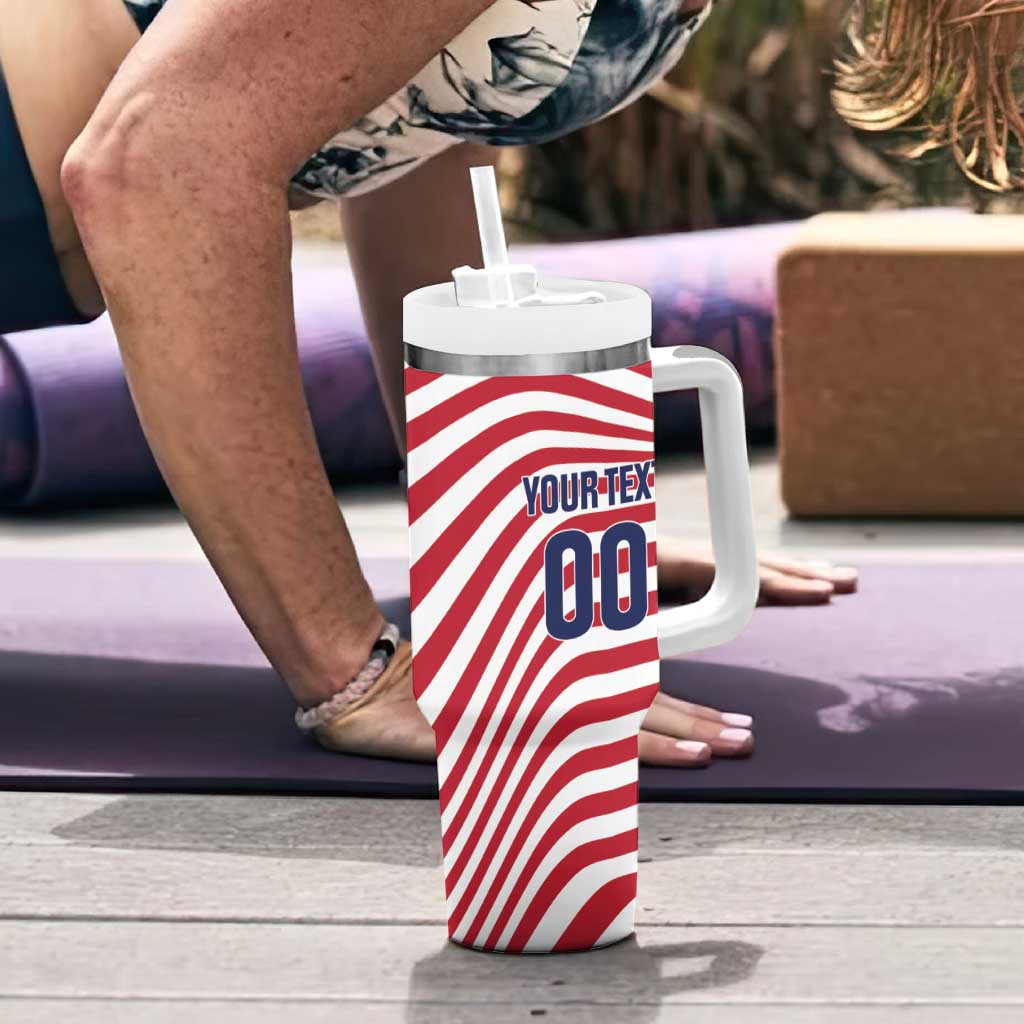 Custom Soccer 2026 USA Tumbler With Handle Wave Flag Stylized