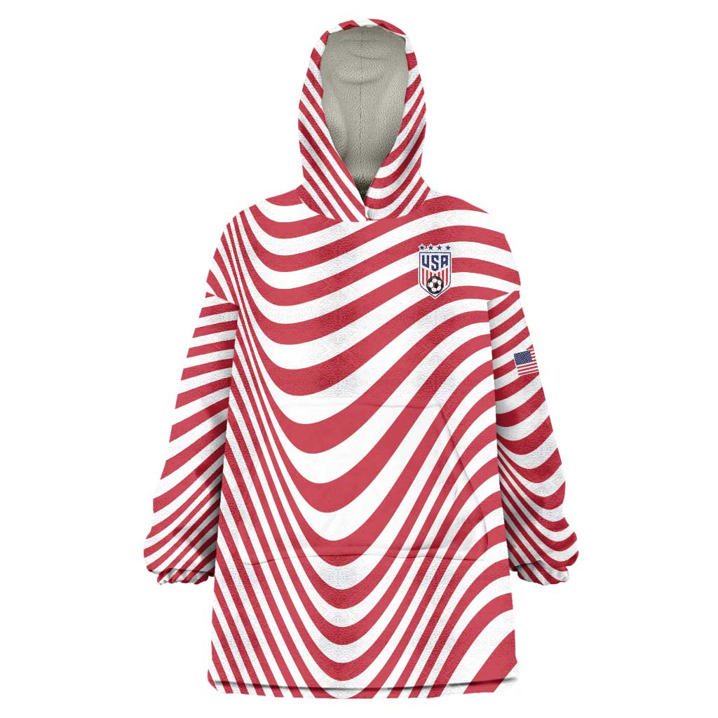 Custom Soccer 2026 USA Wearable Blanket Hoodie Wave Flag Stylized